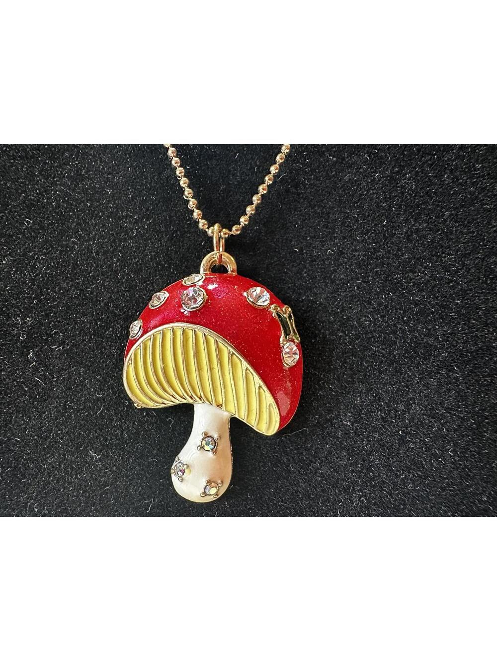Betsey Johnson Mushroom Themed Necklace and Earrings Set - Picture 2 of 4